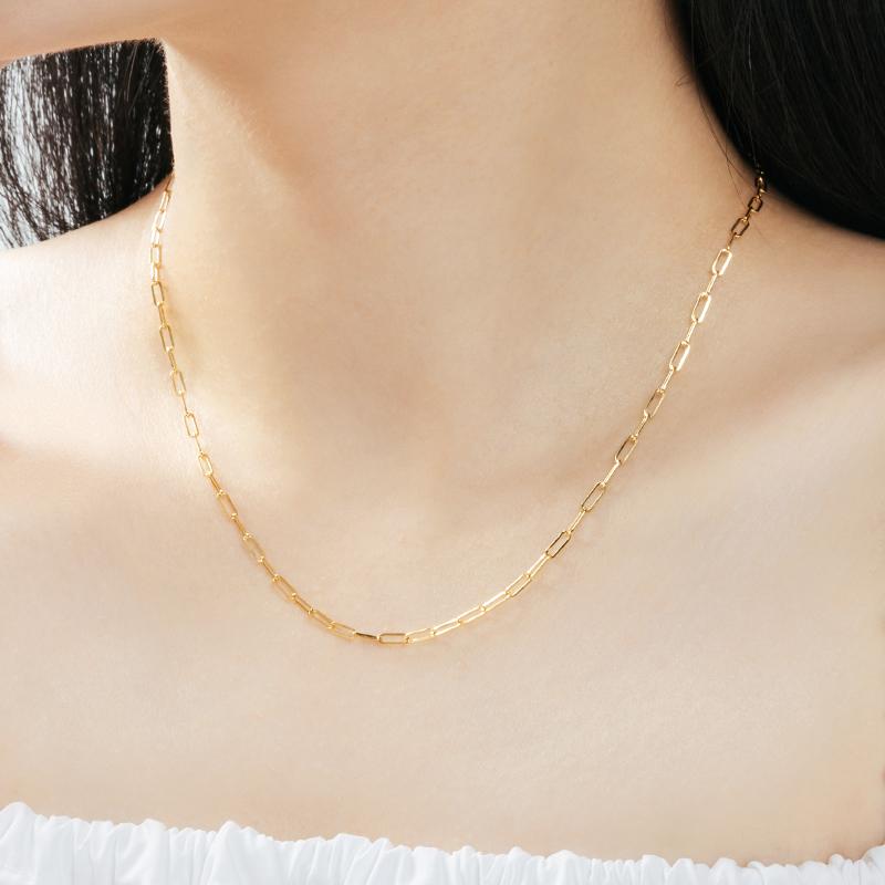 Mcel 14K Golden Basic Clip Chain Necklace
