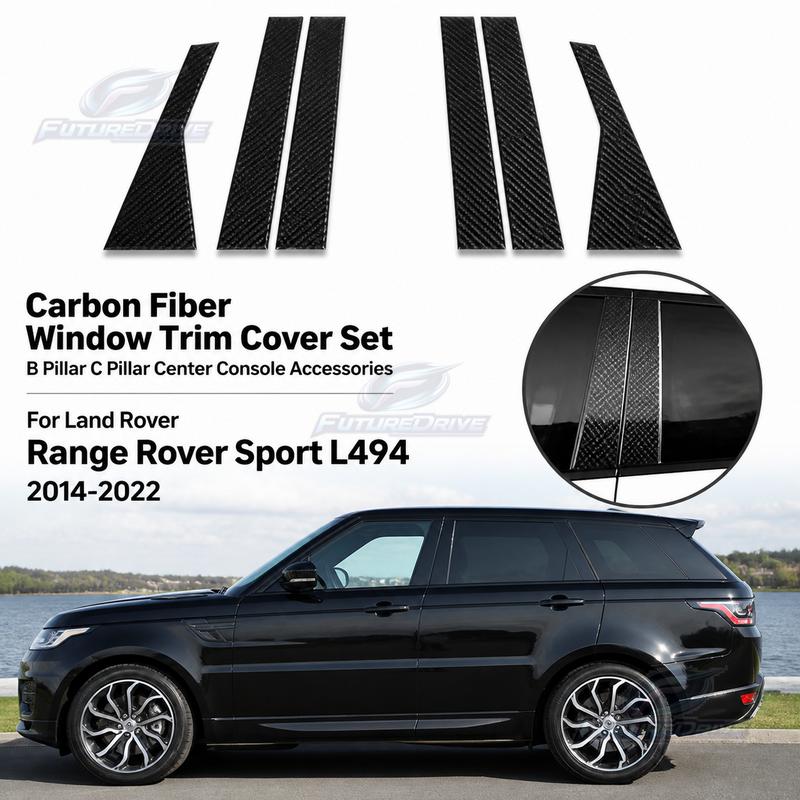 For Land Rover Range Rover Sport L494 2014- Carbon Fiber Window Trim Cover Set B Pillar C Pillar Center Console Accessories