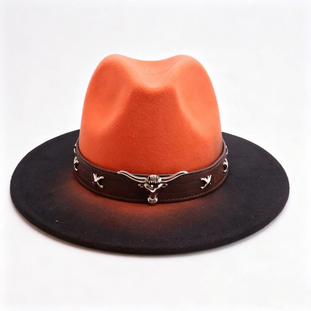 Four Seasons One-word Western Cowboy Hat Fashion Bull Head Accessories Cowboy Hat European and American Style Hat