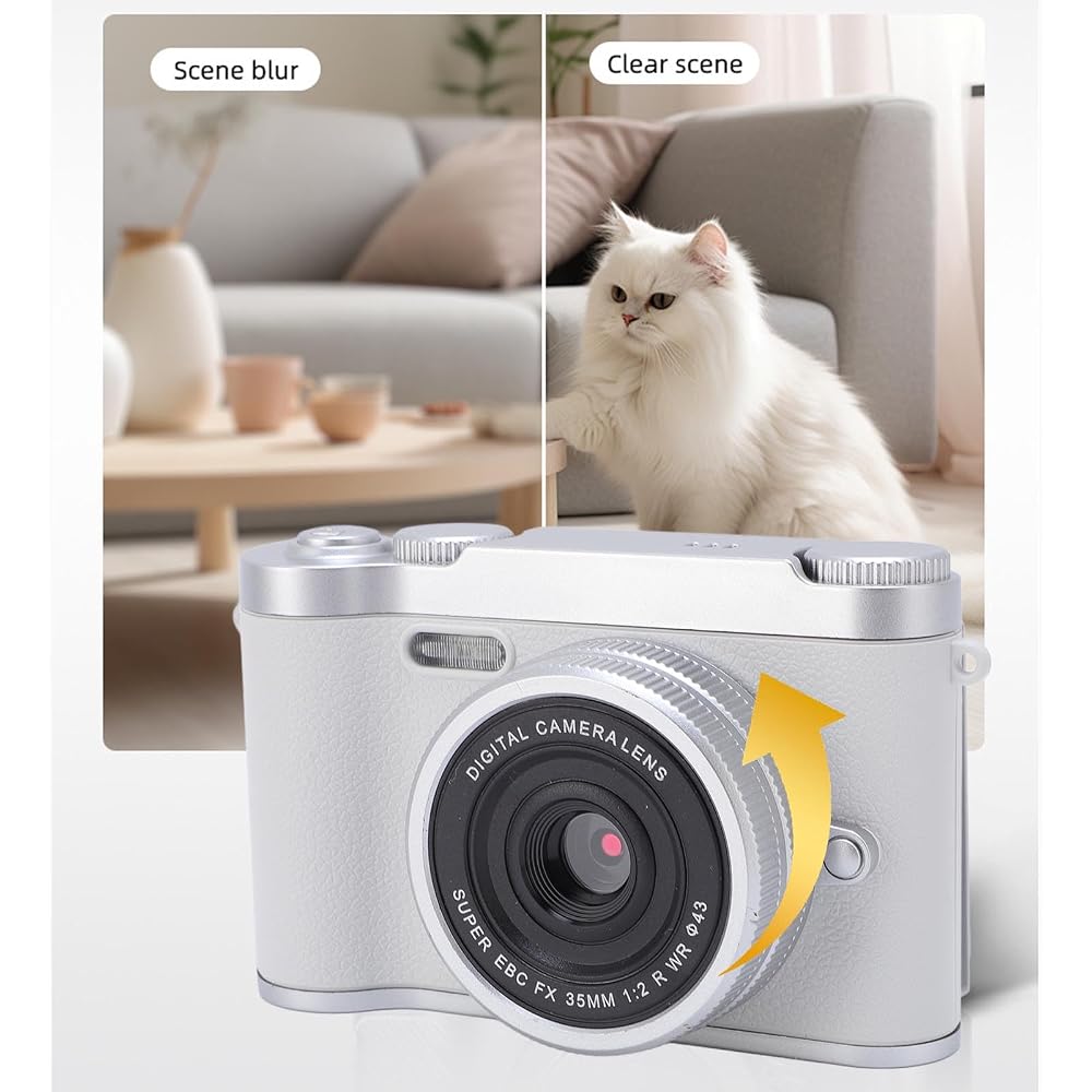 Miniature Digital Camera, Autofocus HD 48MP Digital Camera with 8X Digital Zoom, for Teen Photography (Silver)