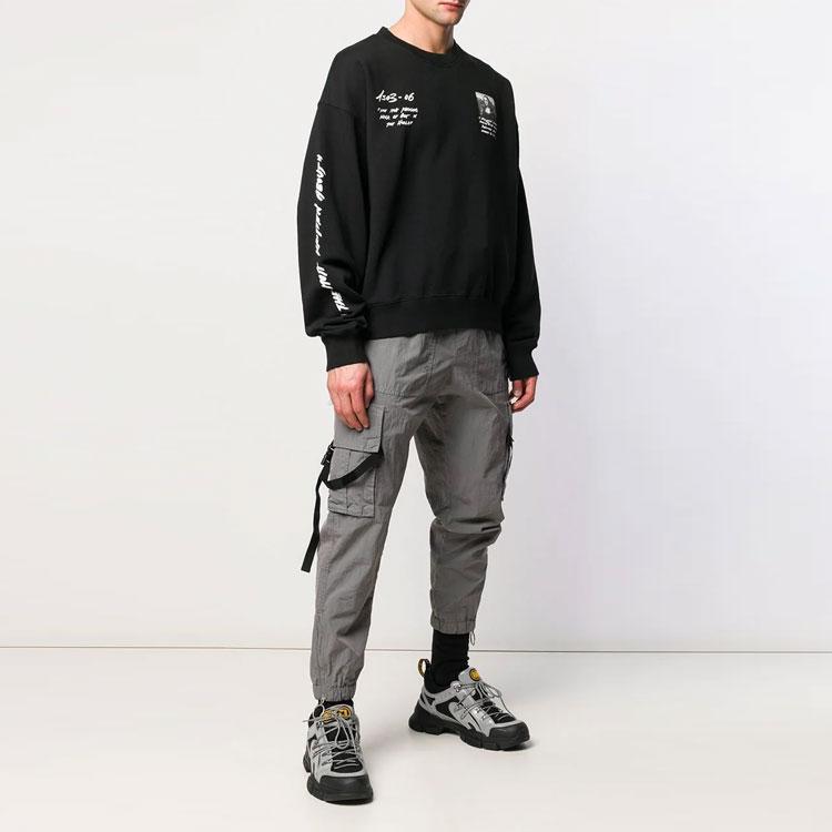 Off-White Mona Lisa Print Crew Neck Sweatshirt Men Tops Black OMBA035S190030051020