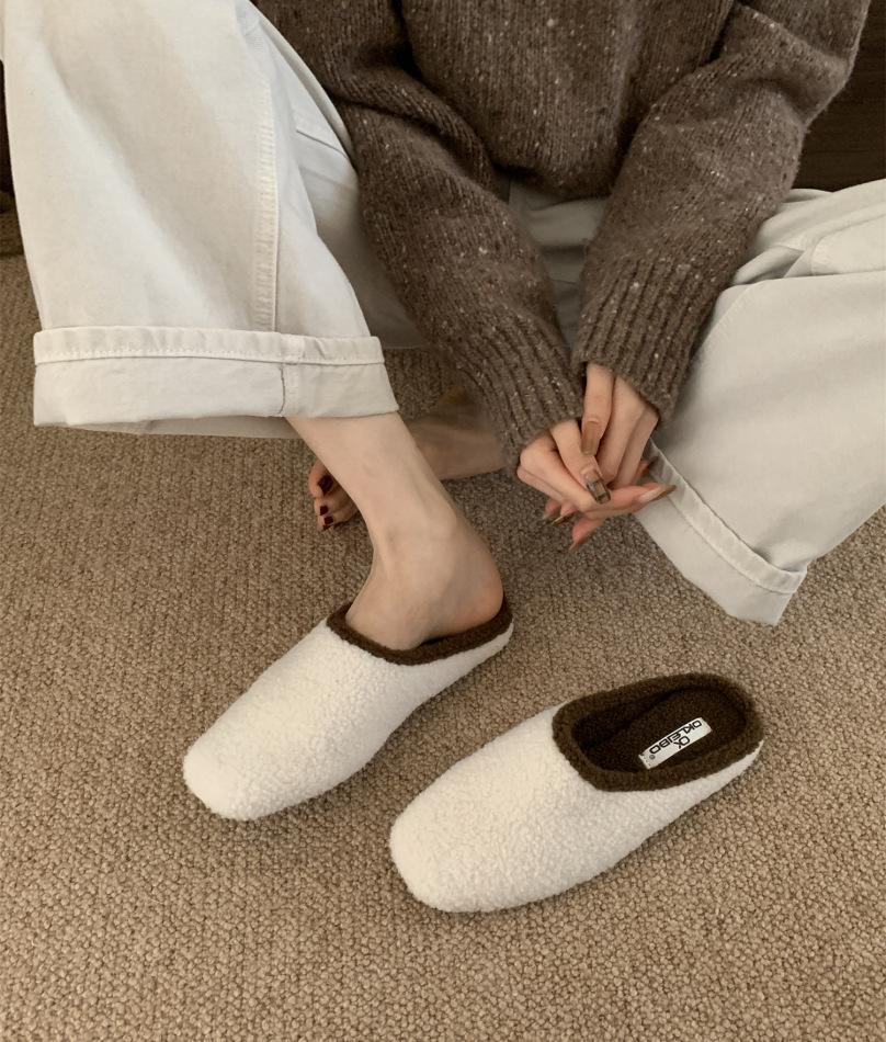 Retro small polka dot plush shoes for women to wear 2025 autumn and winter new Korean version fairy wind Mary Jane cotton shoes for women