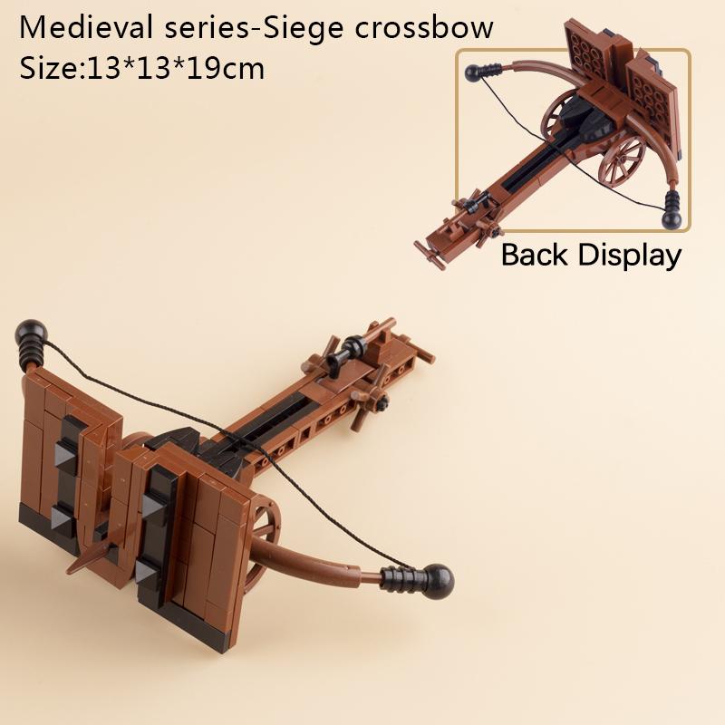 Medieval Military Castle Siege Machines Building Blocks Battering Ram Bonfire Catapults Weapons Rack Armor Helmets Bricks Toys