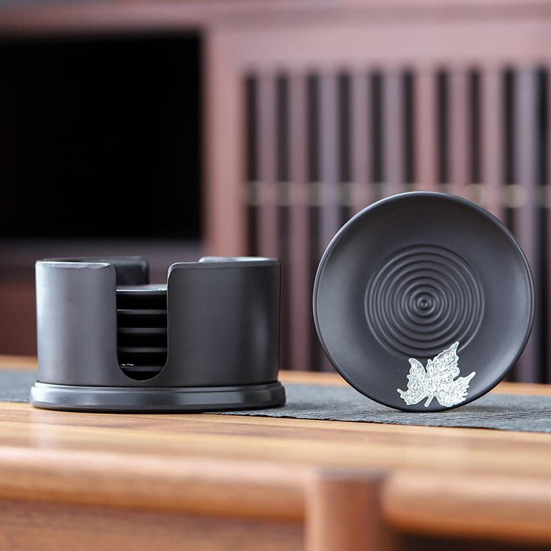 Kung Fu Teetassen Untersetzer Haushalt Küche Japanischer Kung Fu Teetassenhalter Kreative Runde Tee Set Matte Zubehör 2025 Neu