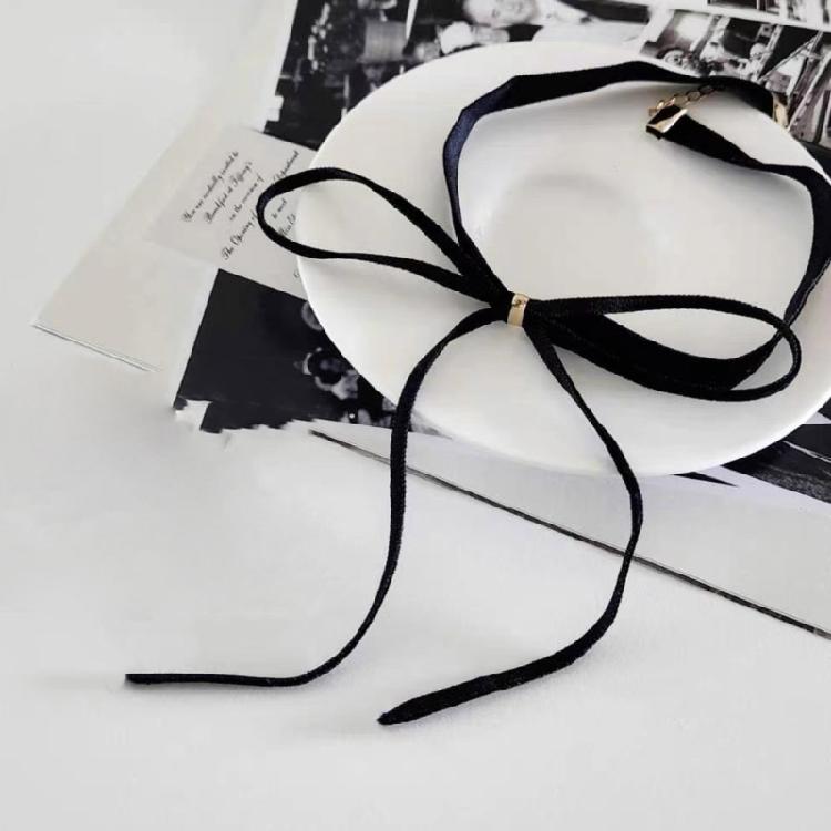 Y2K Bowknot Pendant Choker Jewelry Adjustable Chain Choker Velevet Rope Necklace