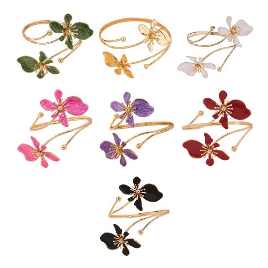 Blumen Armband Armmanschette Damen Oberarmmanschette Verstellbares Offenes Armreif Armband Handgelenk Schmuck für Party Hochzeit Urlaub