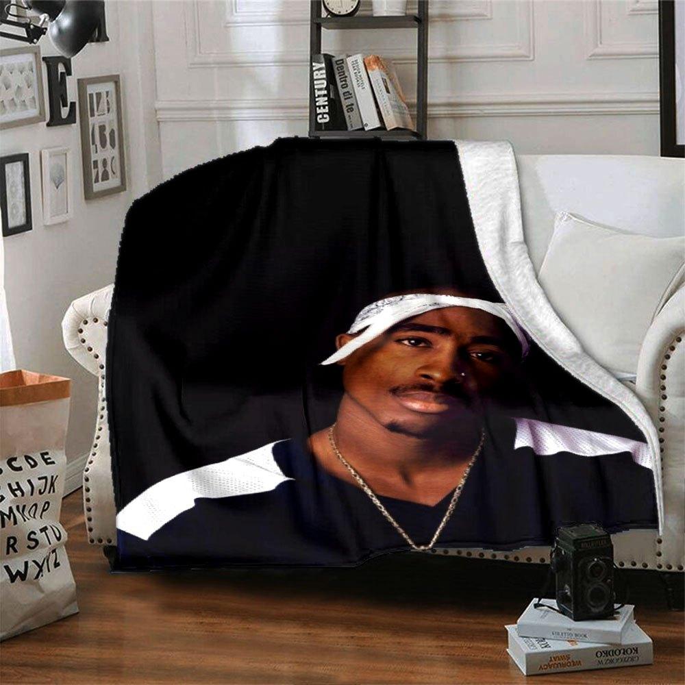 1 manta Hip Hop de 2Pac Suave Ligera Todas las Estaciones Manta Multiusos para Sofá, Cama, Oficina y Picnic, Estilo Francés con Arte de Álbum Icónico y Citas