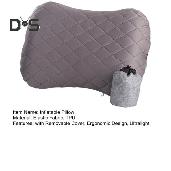 Outdoor Travel Inflatable Pillow with Removable Washable Cover Ergonomic Ultralight Camping Backpacking Hiking Neck Lumbar Support Sleeping Head
