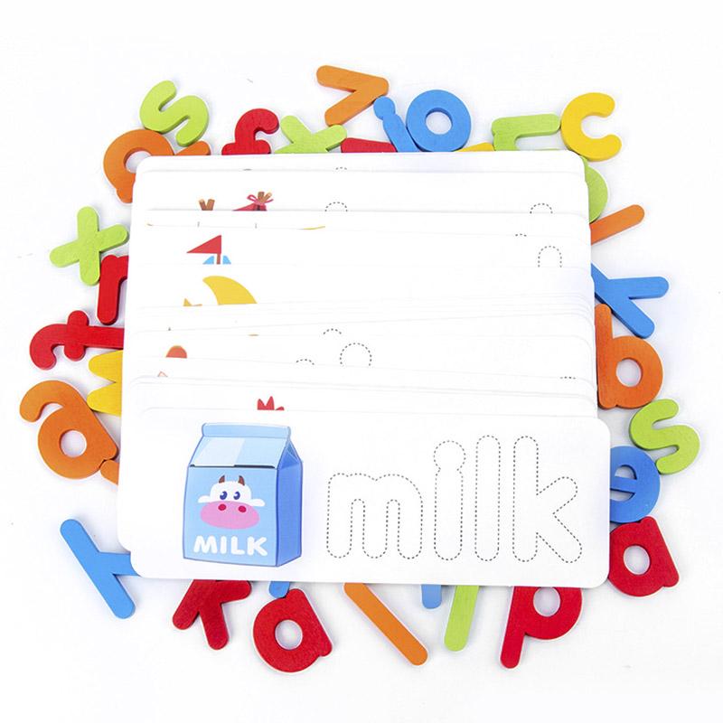Wooden Spelling Game Montessori Children's Early Education Learning Letter Cognition Spelling Enlightenment Matching Puzzle Toys