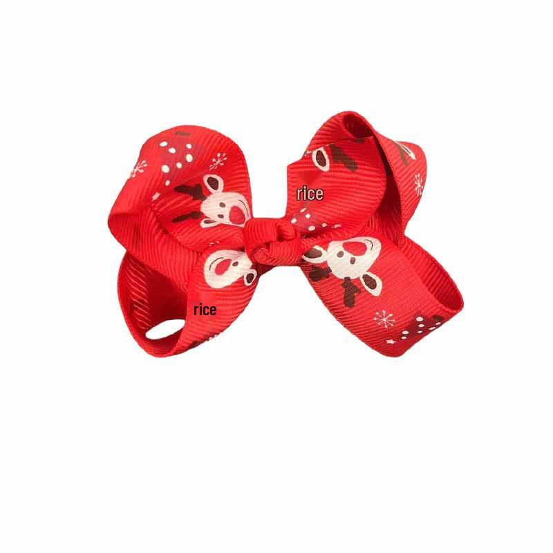 Christmas Reindeer Bow Hair Clip - Red & Green Accessory