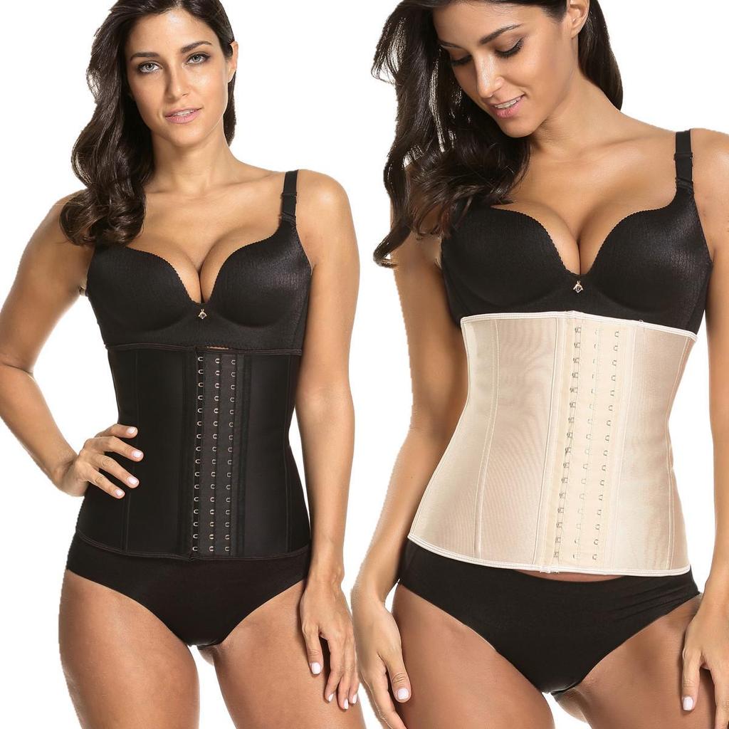 Square Buckle Latex Waist Cincher with 9 Steel Bones - Plus Size Body Shaper for Abdomen Tightening
