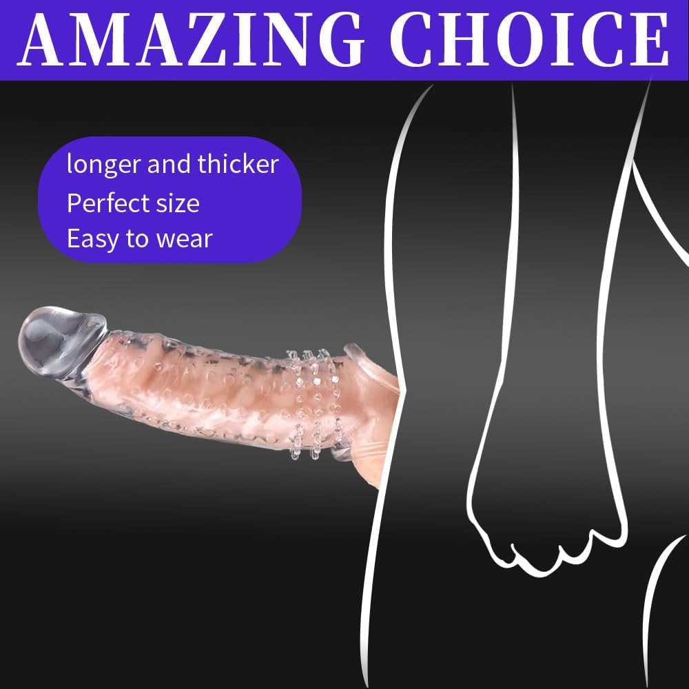 Pennis Extende Cock Set Reusable Condom,Sex Toy - Pump and Amplifier Extra Thick Simulation Extender Suitable for Men,Sleeve Circumference Enhancer