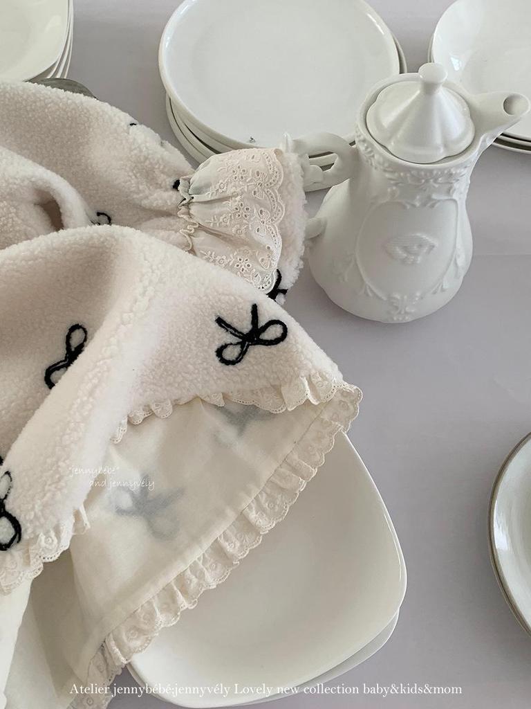 JennyBebe Korean-Style Lamb Wool Winter Dress for Baby Girls with Bow