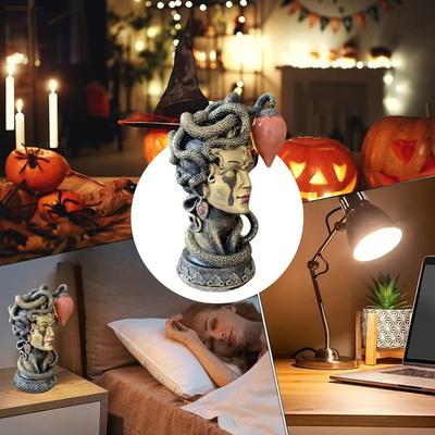 Medusa-Büste und mythologische Monster-Dekorationen aus Kunstharz im Gothic-Stil, lustige Halloween-Dekorationen und Zubehör
