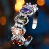 Cute Female Rainbow White Zircon Open Gold Color Wedding Rings Promise Adjustable Engagement Jewelry For Women