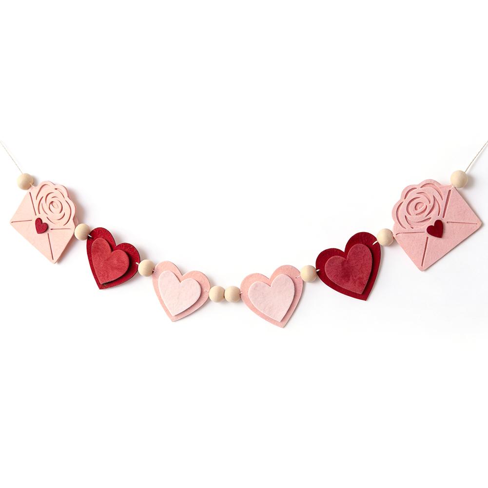 

Valentines Day Banner Felt Heart Garland Party Decoration Romantic Home Decor 150cm Love Banner Heart String For Anniversary