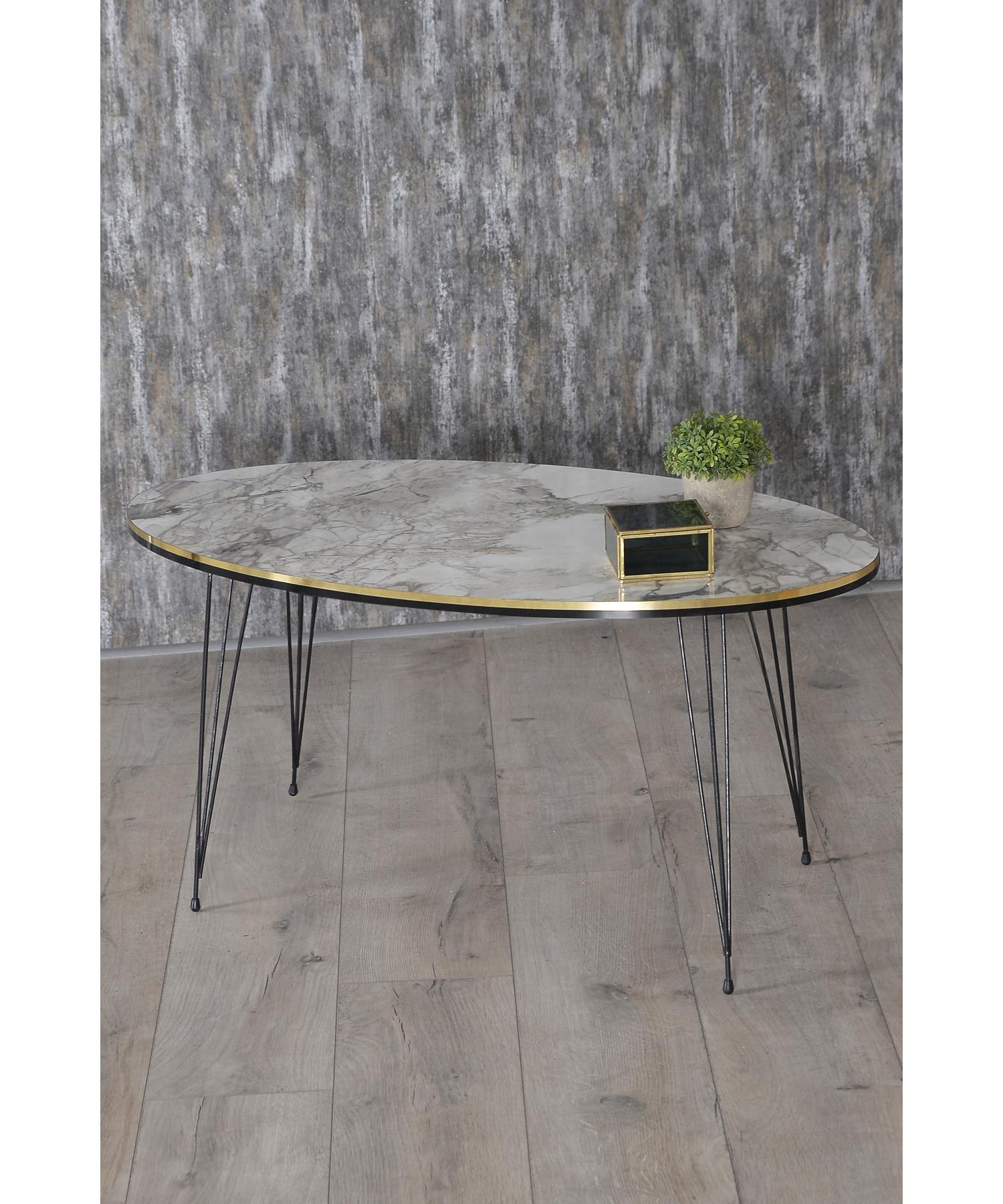 

Center Table Ellipse Black Wire Leg Double Gold Ephesus