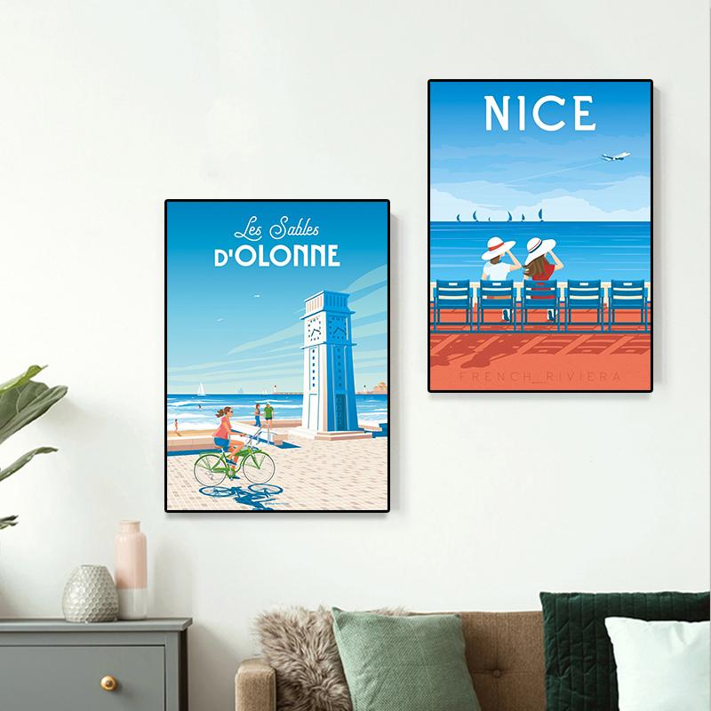Travel City Poster Finland Vietnam Oslo Nice Canvas Painting Cartoon Nordic Wall Art For Modern Living Room Home Decoration