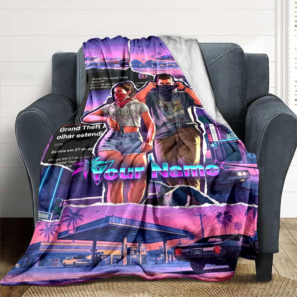 Grand Theft Auto Personalized Name Blanket Lightweight Personalized Blanket Soft & Cozy Versatile for Living Room Office Chair Picnics Sofa