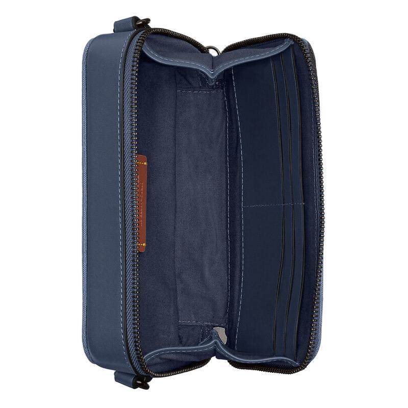 Coach Charter 19 Branded All-over Graphic Zipper Closure, Fine Calf Leather, Crossbody Shoulder Bag, Small, Men's, Blue