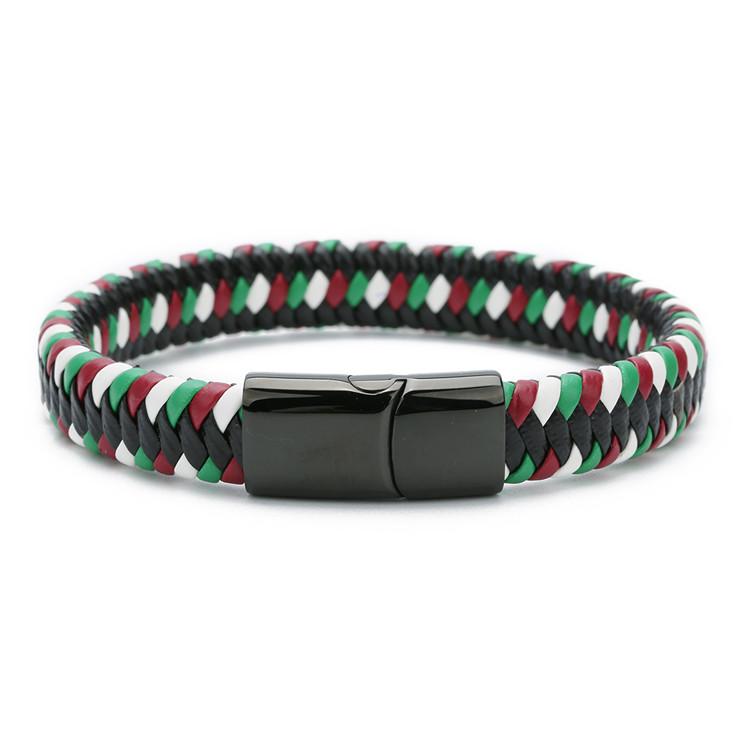 

Trendy Men Jewelry Red Braided Leather Rope Bracelet Black Magnetic Buckle Bracelets Punk Men Wrist Band Pulsera Hombre Wholesal 19cm разноцветный