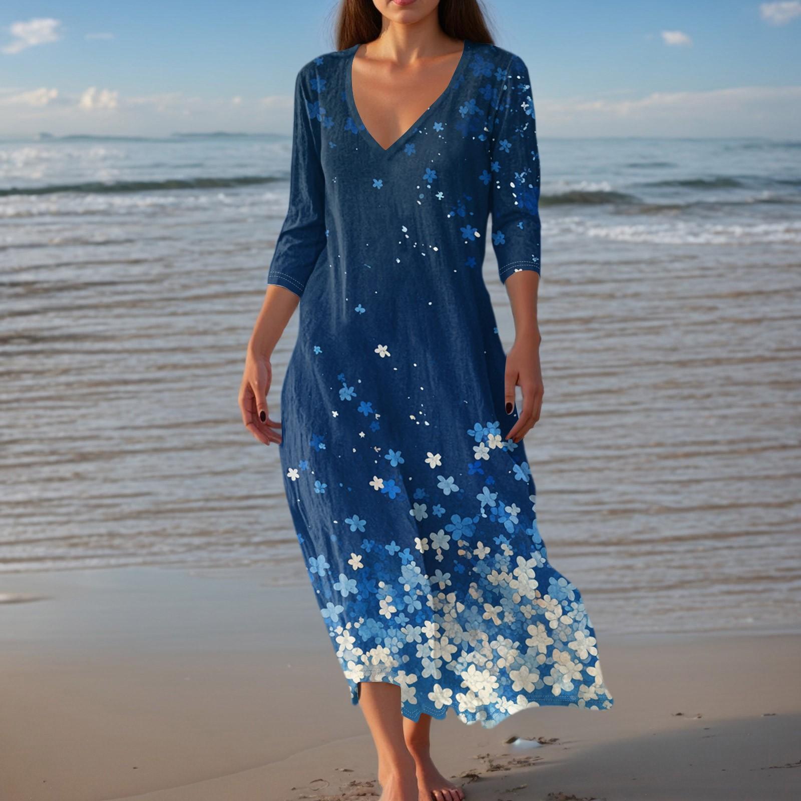 

Женское винтажное туниковое миди-платье с принтом, приталенное, летнее, повседневное, с рукавом 3/4 XL