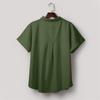 Damen Kurzarmhemden Einfarbig Casual Button Down Bluse Tops Mit Brusttasche