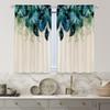 2pcs Feather Green Flowers, Study Room Kitchen Living Room Dorm Room Rod Pocket Top Window Drapes, Bedroom