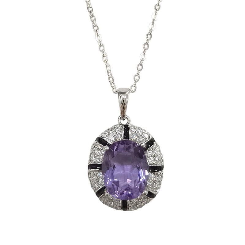 S925 Silver Necklace with Natural Topaz/Crystal Pendant, Colorful Gemstone Jewelry for Women