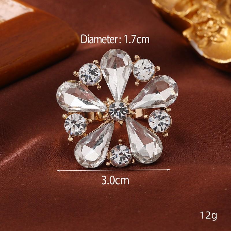 Small niche design, exaggerated personality, big flower index finger ring style, high-end scarf buckle, trendy opening ring for women