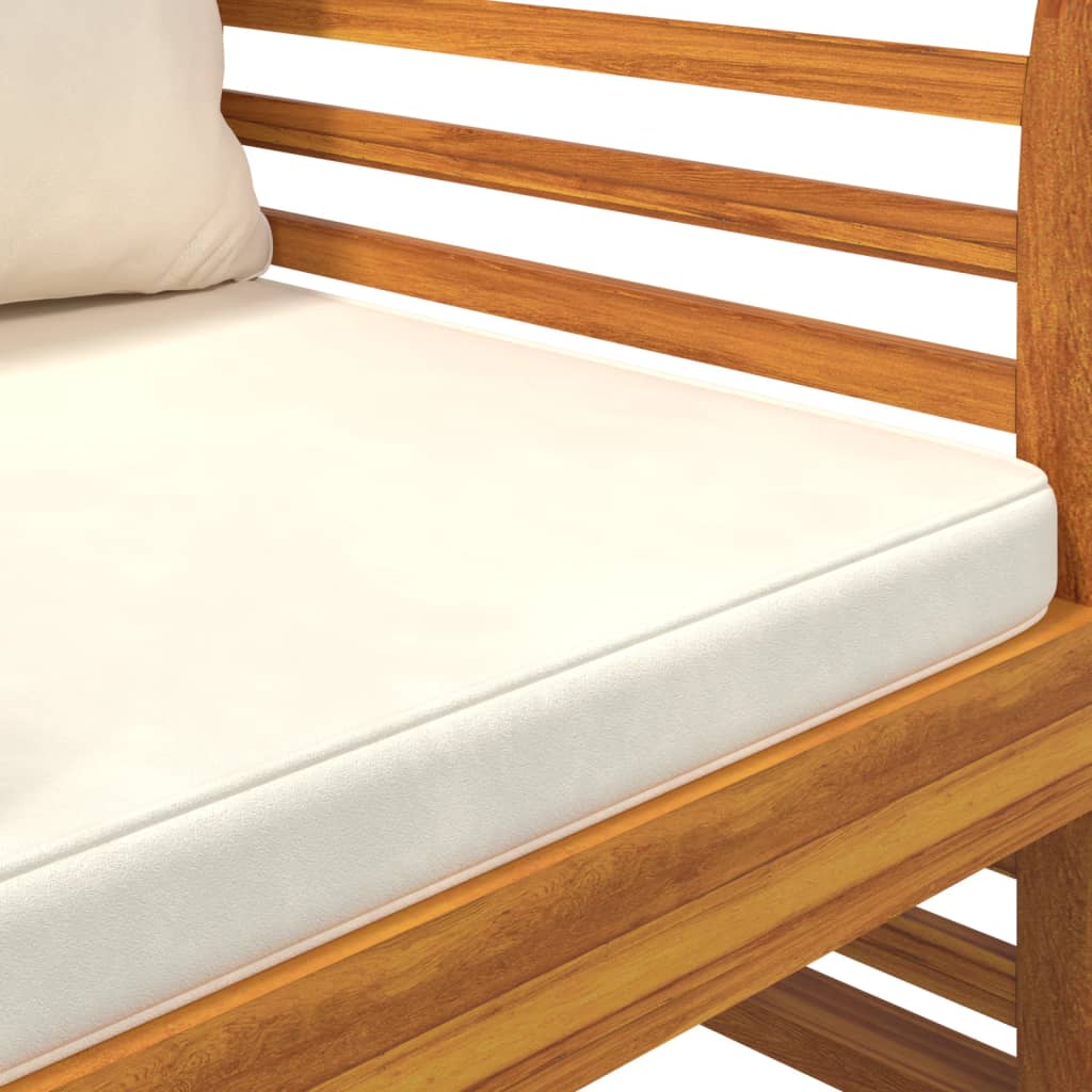 Garden Armchair with Cream Colored Cushions 2 Pcs. Solid Acacia Wood