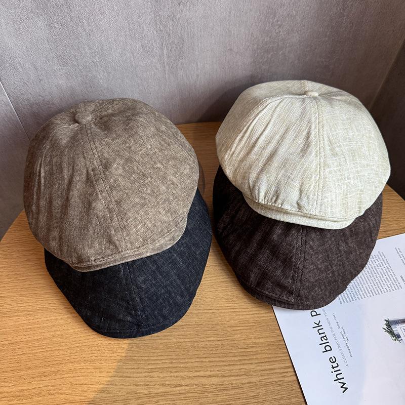 2025 Hemp Cotton Slouchy Newsboy Cap - American Vintage Pure Color Painter Hat Women Oversized Flattering Reversible Summer