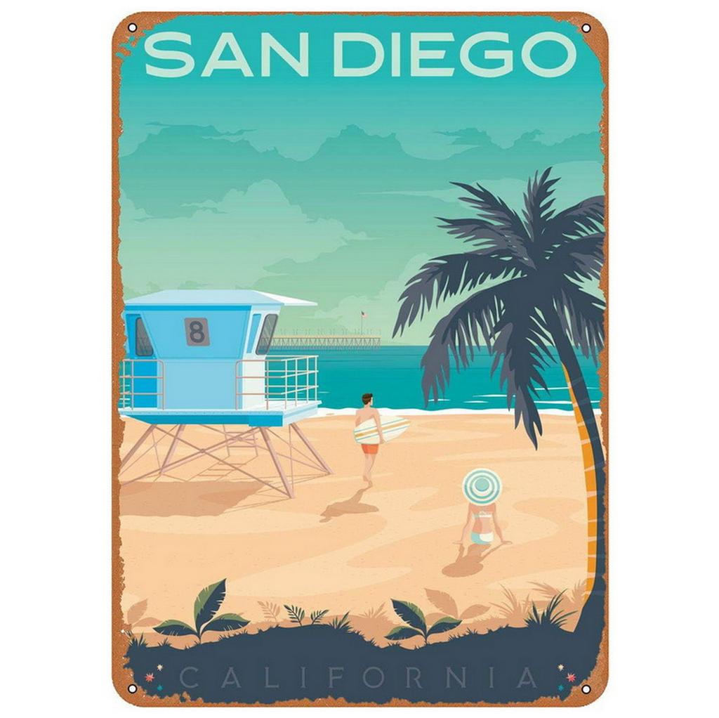 Metal Tin Signs City View Landscape Wall Decoration Plaque Vintage Poster Iron Painting for Man Cave Home Cafe Garden Club Bar
