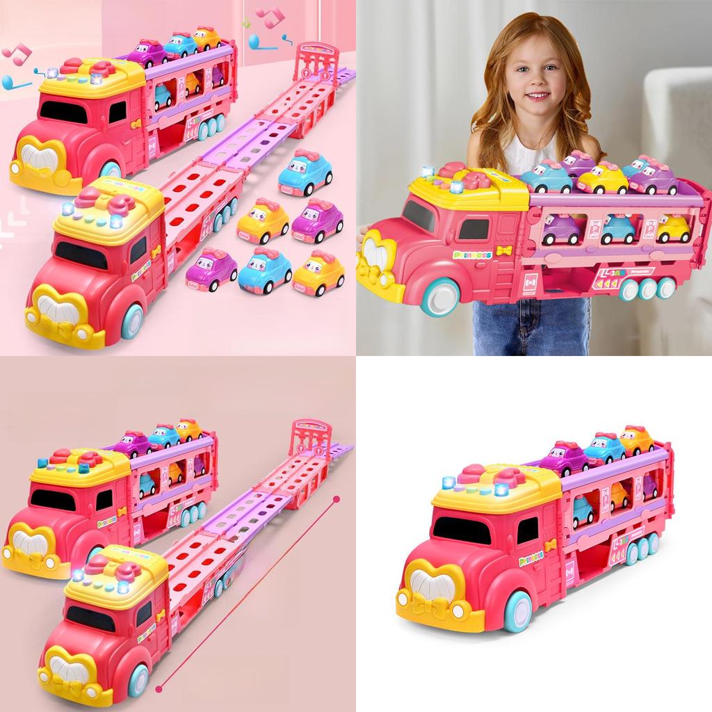 Childrens Multifuntional Inertia Princess Car Toy With Foldable Track For Handeye Coordination