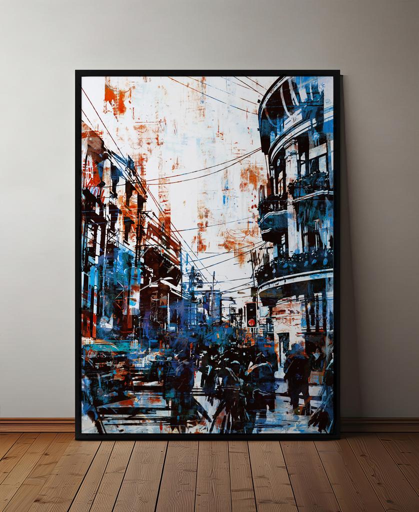 Blue City Abstract Poster