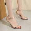 High Heels Women's Summer 2025 New Silver One-word Sandals Women's Thin Heels Versatile Beautiful Open-toed Single Shoes Women