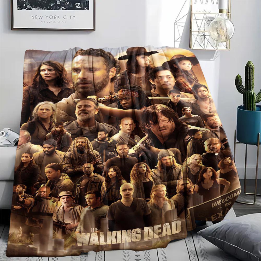 1Pc Walking Dead Print Flannel Blanket, High Quality Comfortable for All Seasons, Home Decor, Warmth and Comfort, Perfect for Gifts
