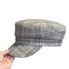 Korean Style Simple Octagonal Hat for Women  Fashionable and Versatile Flat Top Peaked Hat Spring and Autumn New Retro Houndstooth Plaid Painter's Hat