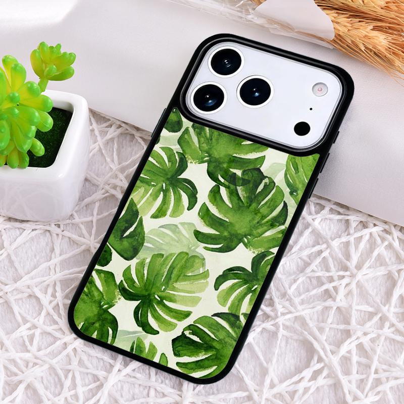 Monstera Leaves Tropical Leaf Shockproof Phone Case for iPhone 17 Air 16e 15 11 12 14 13 Pro Max Cover Coque