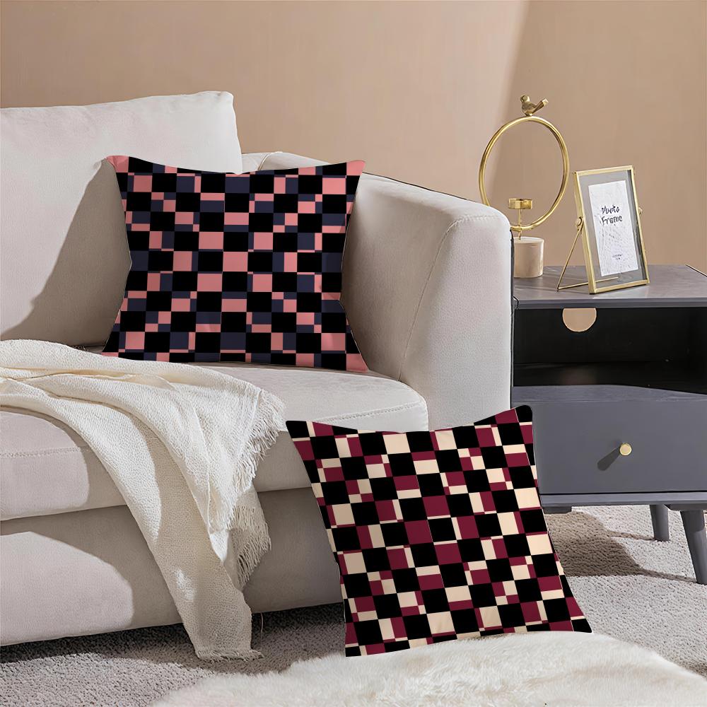 Simple And Stylish Checkerboard Pattern Pillow Case Sofa Living Room Bedroom Headboard Backrest Cushion Square Cushion