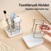 Simple Stainless Steel Toothbrush Holder with Tray Multi-functional Washbasin Storage Rack Drainage Storage Box Home
