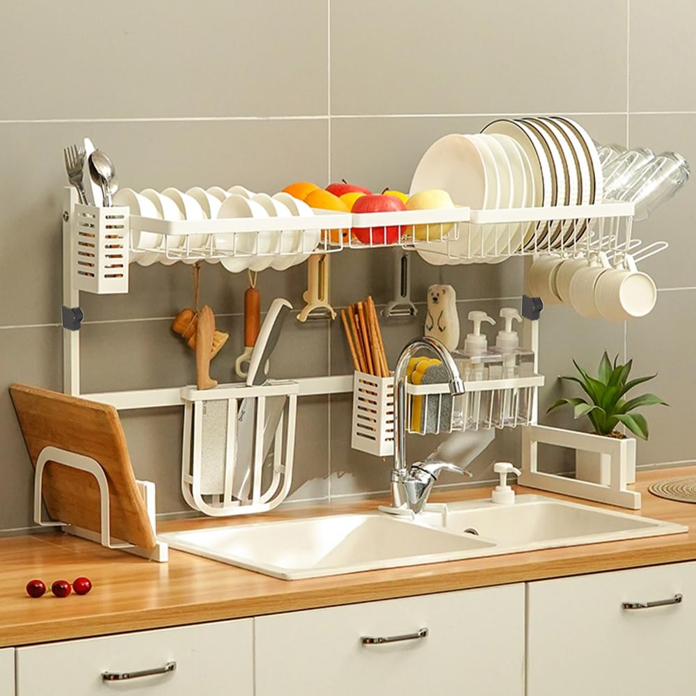 Dish Drainer Over the Dish Drying Kitchen Utensil Stainless Over the Kitchen Dish Kitchen Tableware Storage Easy To Assemble Rack, Sink, Rack, Holder,