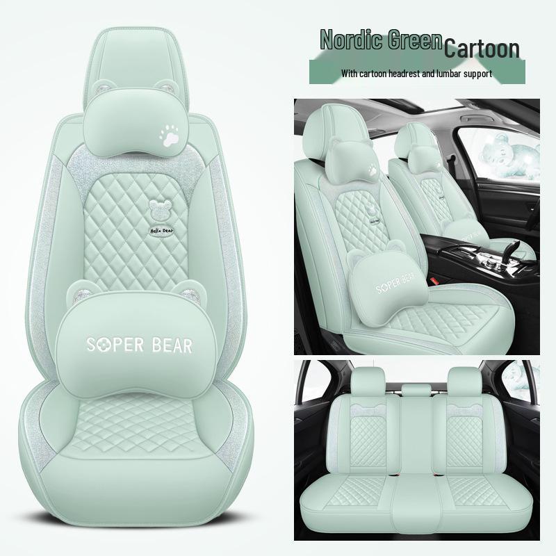 Universal Full Leather Car Seat Cover – All-Season, Cute Design, Full Surround Fit