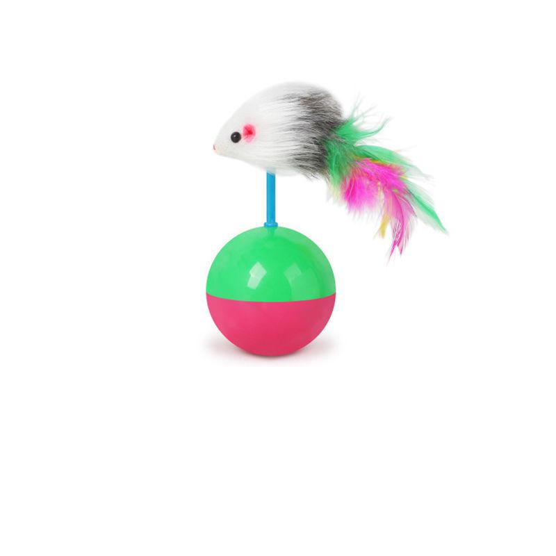 Caged Mouse Cat Tumbler with Bell and Teaser Wand