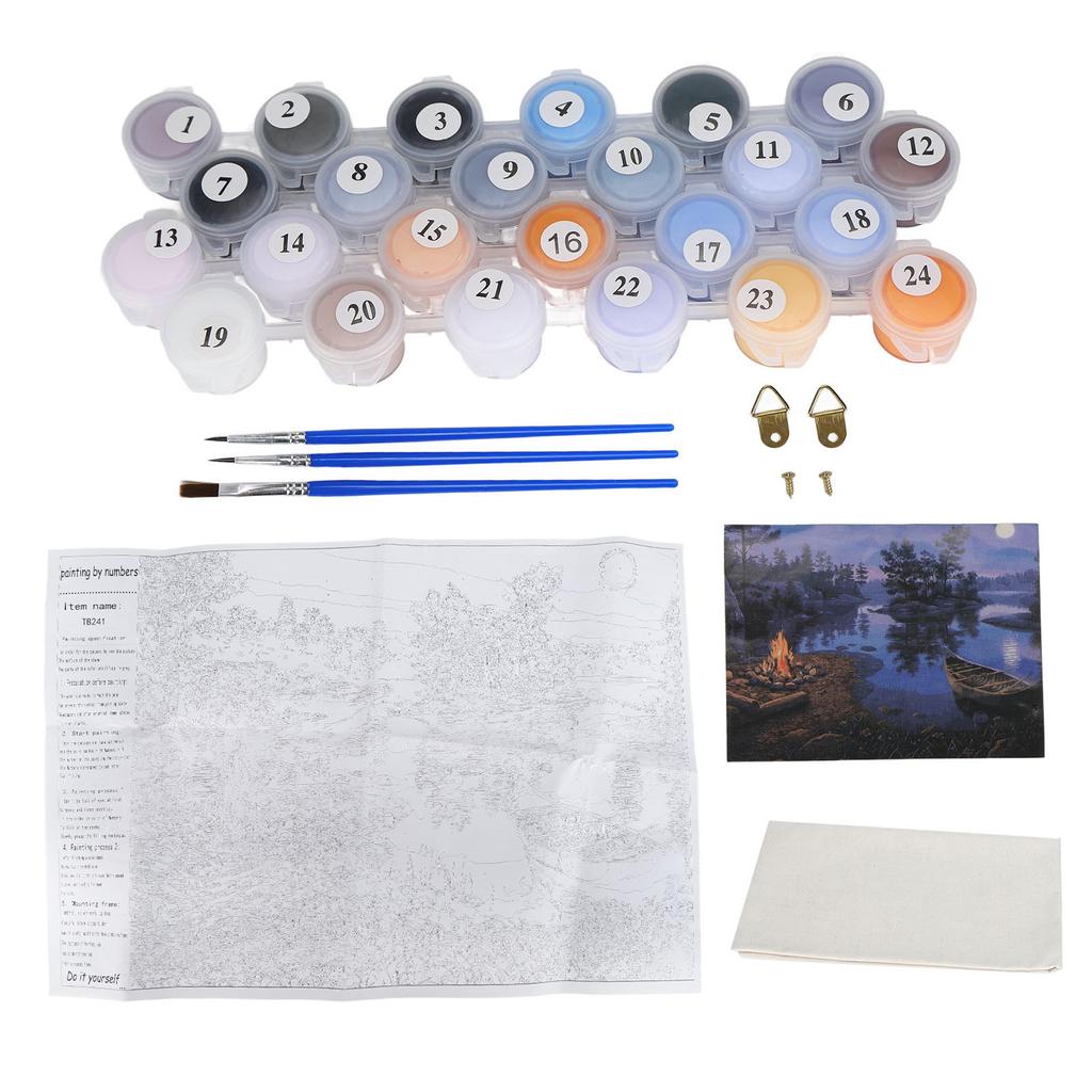 Paint By Numbers Moonlight Night Peaceful Lake Convenient Exquisite Number Painting for Kids Adults