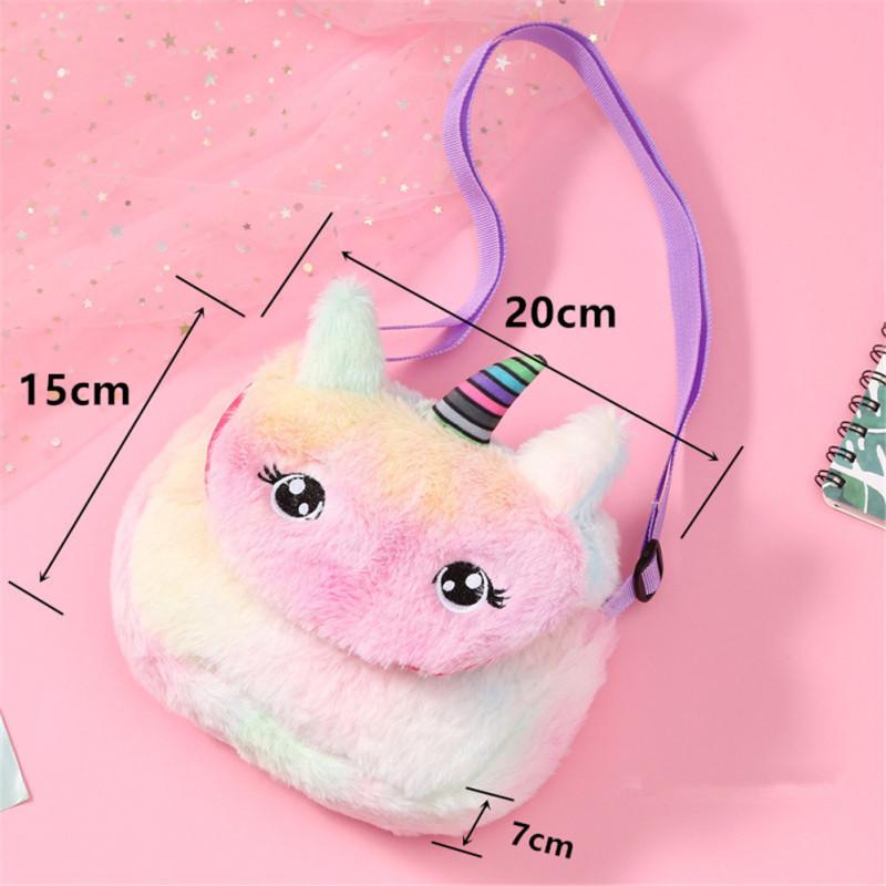 Kids Lovely Shoulder Bag Children Plush Cartoon Single Horned Horse Messenger Bag Coin Purse