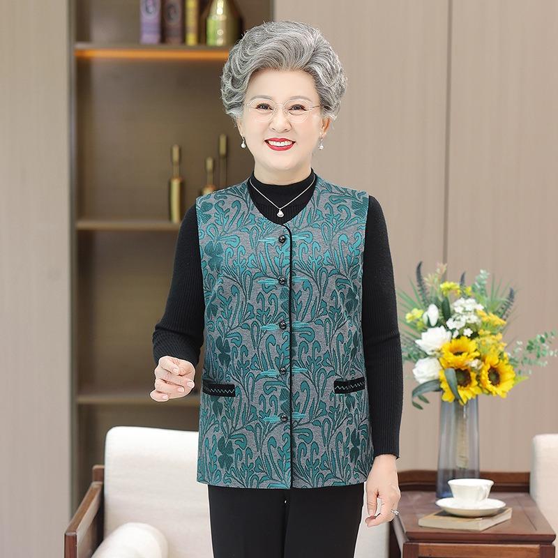 Vest, women's cardigan, vest, vest, old lady's autumn vest