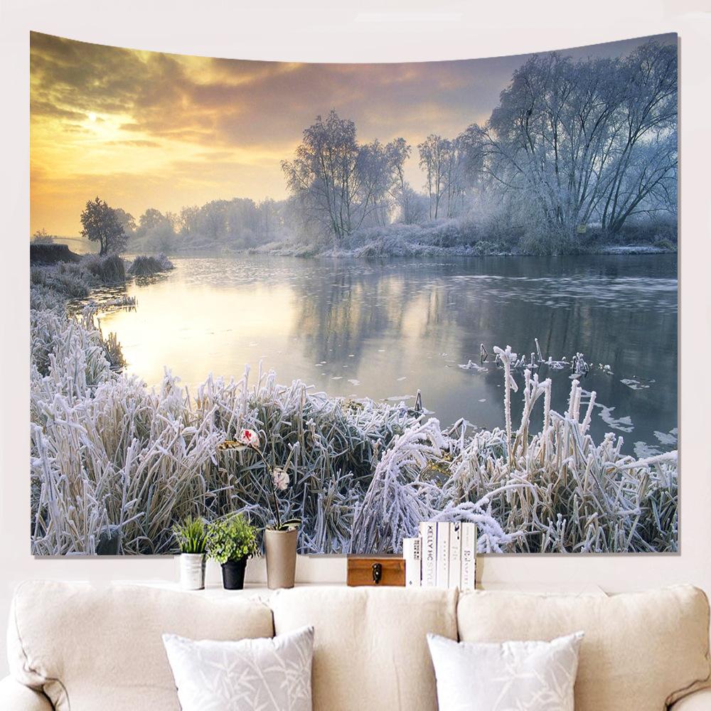 

3d Snow Scene Background Painting Wall Hanging Cloth Soft Colorful Tapestry Living Room Bedroom Decoration Blanket 150 X 100 Cm W180812-G028150x100cm