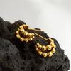 Personalized Double Layer Small Beads Ball C Shape Hoop Earrings for Women Gold Silver Color Stainless Steel Chic Jewelry Trendy
