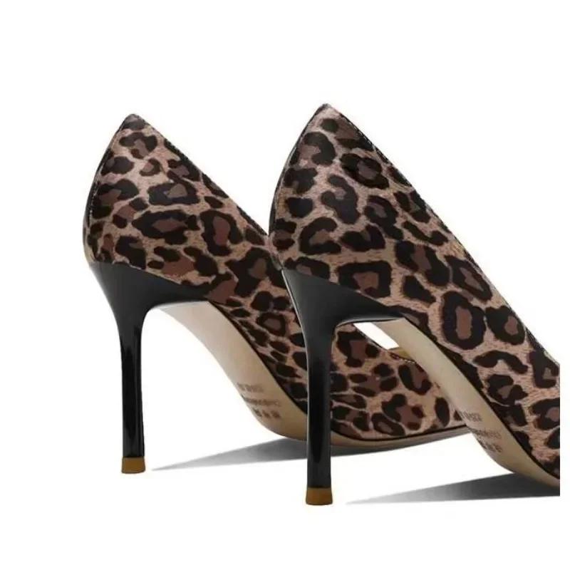 Design Lente Puntige Neus Muiltjes Mode Luipaardprint Dames Casual Damesschoenen Dames Hoge Hakken Elegant Dames Buiten Slide